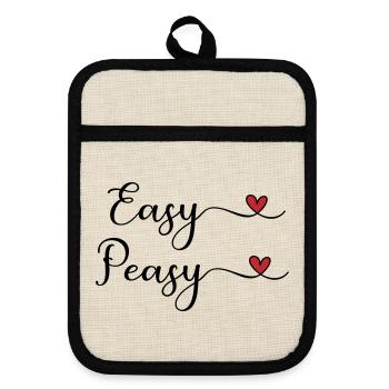 Easy Peasy Heart - Pot holders with rubber back - linen/black  - Front