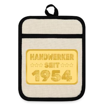 Handwerker 1954 - Topflappen mit Gummirückseite - Leinen/Schwarz  - Vorne
