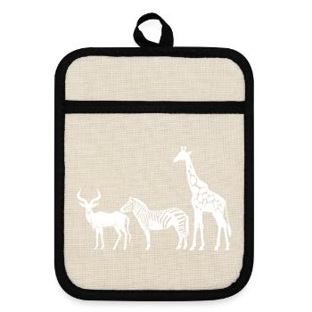 Afrika Safaritour Tiere Africa Urlaub Natur - Topflappen mit Gummirückseite - Leinen/Schwarz  - Vorne