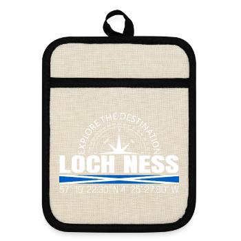 Loch Ness - Topflappen mit Gummirückseite - Leinen/Schwarz  - Vorne