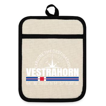 Vestrahorn - Topflappen mit Gummirückseite - Leinen/Schwarz  - Vorne