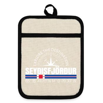Seyisfjorur - Topflappen mit Gummirückseite - Leinen/Schwarz  - Vorne