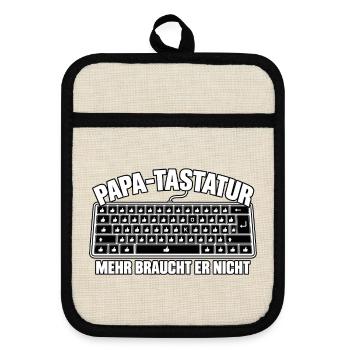 Papa Tastatur Lustiges Vatertag Geschenk Shirt - Topflappen mit Gummirückseite - Leinen/Schwarz  - Vorne