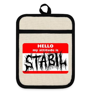 STABIL - HELLO DEATH METAL - Topflappen mit Gummirückseite - Leinen/Schwarz  - Vorne