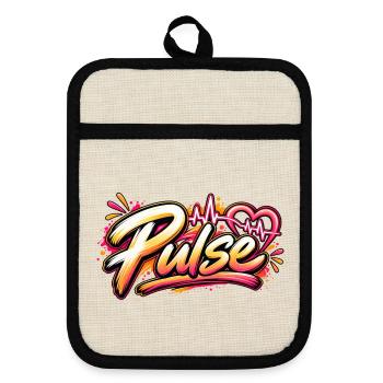 Pulse Graffiti Herz Neonschrift - Topflappen mit Gummirückseite - Leinen/Schwarz  - Vorne