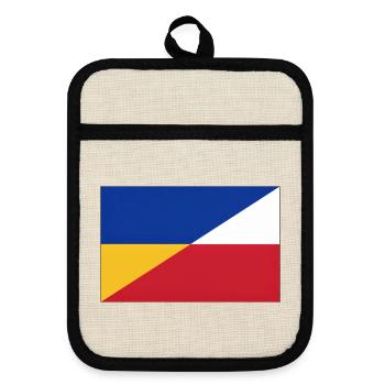 Ukraine-Polnische Flagge – Ukrainische und Polnische Einheit - Topflappen mit Gummirückseite - Leinen/Schwarz  - Vorne