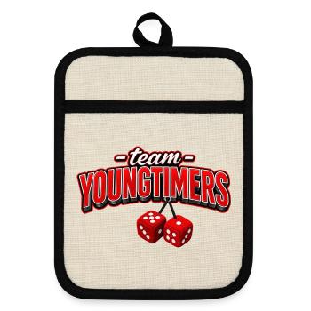Team YoungTimers 2026 - Topflappen mit Gummirückseite - Leinen/Schwarz  - Vorne