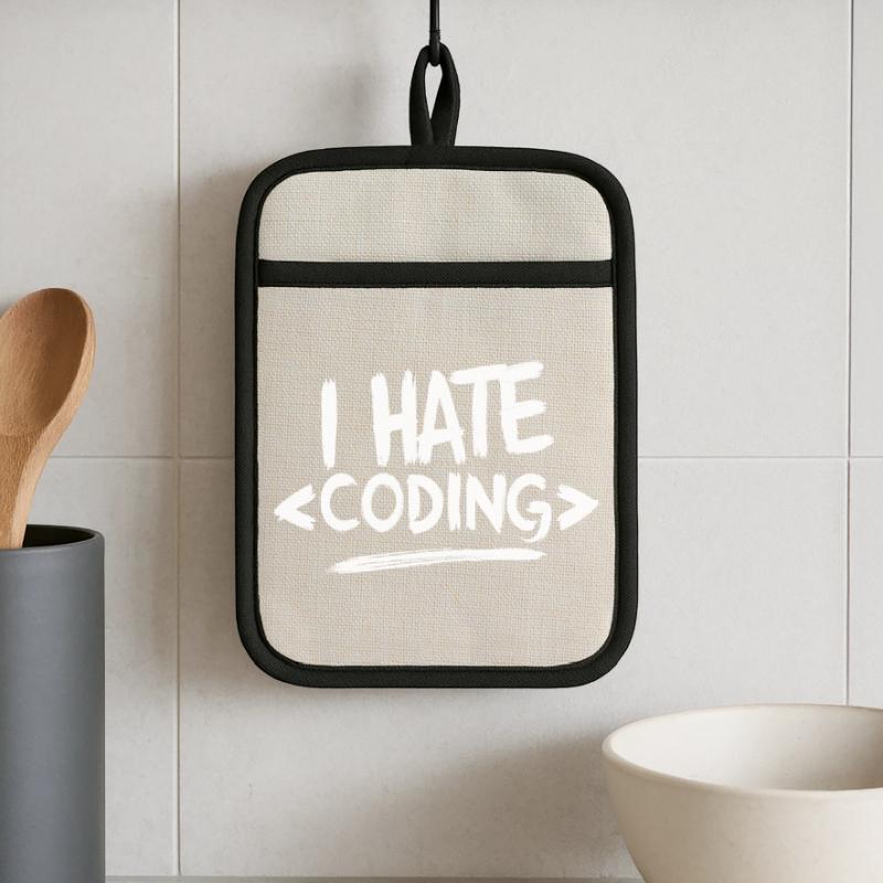 I Hate Coding Computer Web Programmer Pot holders with rubber back