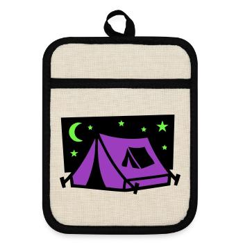 Festival Tent Night Logo - Pot holders with rubber back - linen/black  - Front