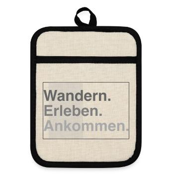 Wandern erleben - Topflappen mit Gummirückseite - Leinen/Schwarz  - Vorne