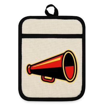 Red Megaphone Ultras Icon - Pot holders with rubber back - linen/black  - Front