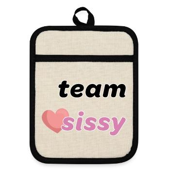 Team, Liebling, Liebling - Topflappen mit Gummirückseite - Leinen/Schwarz  - Vorne