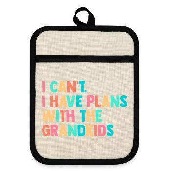 I Cant I Have Plans With The Grandkids Grandma Nan - Topflappen mit Gummirückseite - Leinen/Schwarz  - Vorne