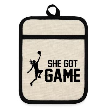 Frauen Basketball - Topflappen mit Gummirückseite - Leinen/Schwarz  - Vorne
