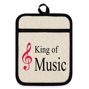 music - Pot holders with rubber back - linen/black  - Front