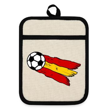 Die spanischen Fans - Topflappen mit Gummirückseite - Leinen/Schwarz  - Vorne