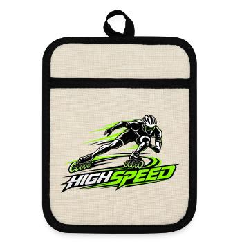Speedskating Highspeed Inline  - Topflappen mit Gummirückseite - Leinen/Schwarz  - Vorne