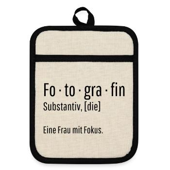 Fotografin Substantiv Definition Foto Geschenk - Topflappen mit Gummirückseite - Leinen/Schwarz  - Vorne