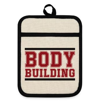 Body Building Emblem Vintage - Topflappen mit Gummirückseite - Leinen/Schwarz  - Vorne