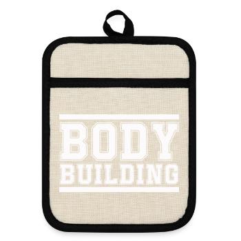 Body Building Bold Schriftzug - Topflappen mit Gummirückseite - Leinen/Schwarz  - Vorne