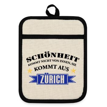 Beauty from Zurich - Pot holders with rubber back - linen/black  - Front
