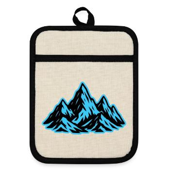 Mountains Summit Icon - Pot holders with rubber back - linen/black  - Front