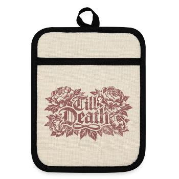 Till Death Florale Gothic | Valentine's Day - Pot holders with rubber back - linen/black  - Front