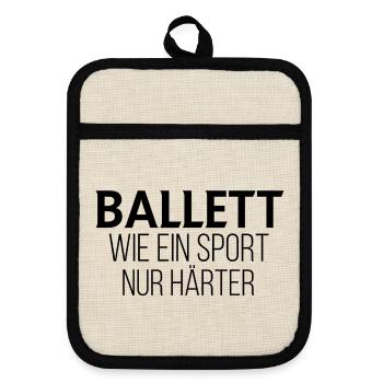Ballett lustig - Topflappen mit Gummirückseite - Leinen/Schwarz  - Vorne