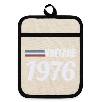 50 Jahre T-Shirt Geboren 1976 Vintage - Topflappen mit Gummirückseite - Leinen/Schwarz  - Vorne