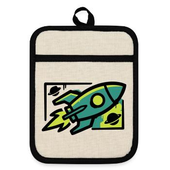 Rocket Graffiti Graphic - Pot holders with rubber back - linen/black  - Front