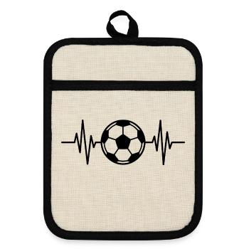 Fußball Herzschlag Herzschlag Herzschlag - Topflappen mit Gummirückseite - Leinen/Schwarz  - Vorne
