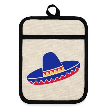 Sombrero Azul de Fiesta - Topflappen mit Gummirückseite - Leinen/Schwarz  - Vorne