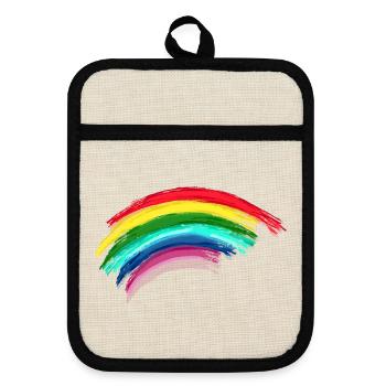 Rainbow Regenbogen Hope - Topflappen mit Gummirückseite - Leinen/Schwarz  - Vorne