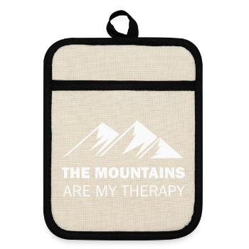 Mountain Mountains - Pot holders with rubber back - linen/black  - Front