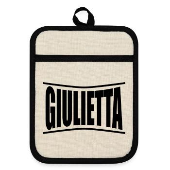 Giulietta T-Shirt Geschenkidee T-Shirt - Topflappen mit Gummirückseite - Leinen/Schwarz  - Vorne