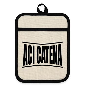 Sicily t-shirt Aci Catena t-shirt gift idea - Pot holders with rubber back - linen/black  - Front
