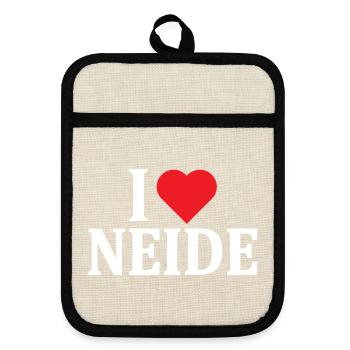 t-shirt name I love Neide t-shirt geschenkidee - Topflappen mit Gummirückseite - Leinen/Schwarz  - Vorne