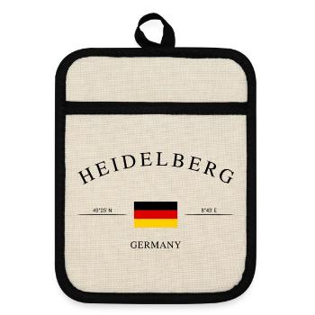 Heidelberg Germany – Holiday Souvenir & Gift - Pot holders with rubber back - linen/black  - Front