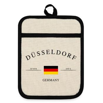 Düsseldorf Deutschland Urlaub Souvenir & Geschenk - Topflappen mit Gummirückseite - Leinen/Schwarz  - Vorne