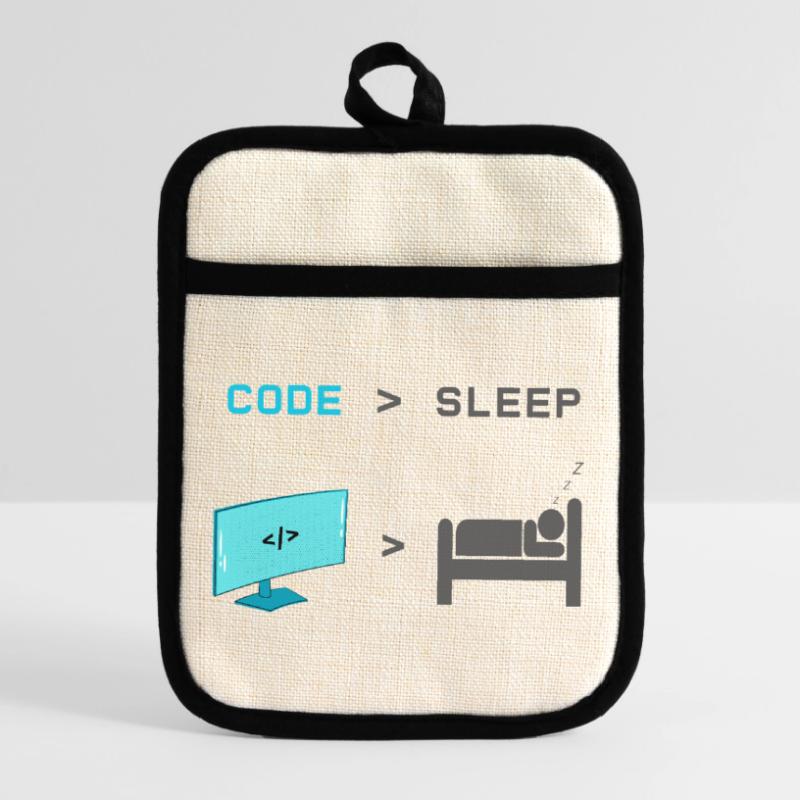 Code vs Sleep: Coder im Schlafmodus Topflappen mit Gummirückseite