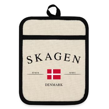 Skagen, Danemark – Souvenir et cadeau de vacances - Maniques avec dos en caoutchouc - lin/noir  - Devant
