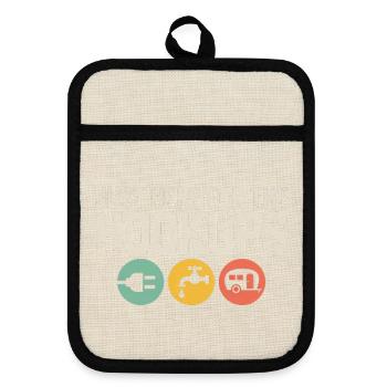 Hookups Trio: Plug, Tap, Camper - Pot holders with rubber back - linen/black  - Front