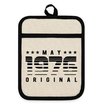 May 1976 Original Striped Vintage Geburtstag - Topflappen mit Gummirückseite - Leinen/Schwarz  - Vorne