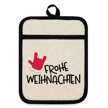 Merry Christmas - Pot holders with rubber back - linen/black  - Front