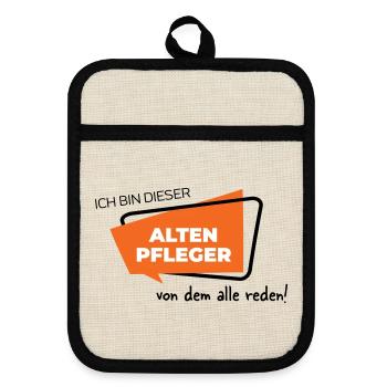 Altenpfleger - Topflappen mit Gummirückseite - Leinen/Schwarz  - Vorne