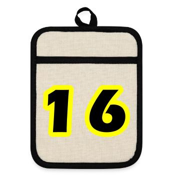 Symbole numérique 16 - Maniques avec dos en caoutchouc - lin/noir  - Devant