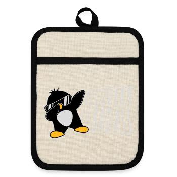 Recovery Is Badass Pinguin Dabbing Dab Dance Pose - Topflappen mit Gummirückseite - Leinen/Schwarz  - Vorne