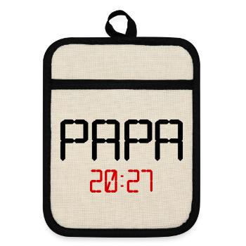 Baby Papa 2027 - Topflappen mit Gummirückseite - Leinen/Schwarz  - Vorne