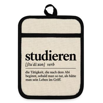 Studieren – Lustige Definition für Studenten - Topflappen mit Gummirückseite - Leinen/Schwarz  - Vorne