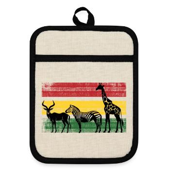 Afrika Safaritour Tiere Africa Urlaub Natur - Topflappen mit Gummirückseite - Leinen/Schwarz  - Vorne